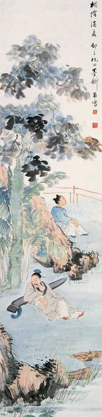 倪田 桐阴消夏 立轴